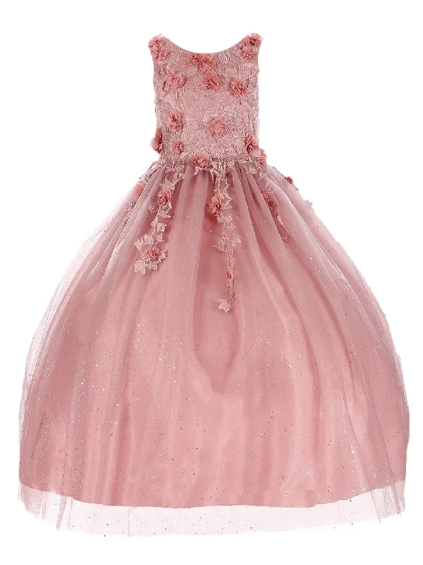 Huge Price Cut Little Girls Dusty Rose 3D Flower Rhinestone Tulle Flower Girl Dress 2-6 Huge Price Cut Little Girls Dusty Rose 3D Flower Rhinestone Tulle Flower Girl Dress 2-6
