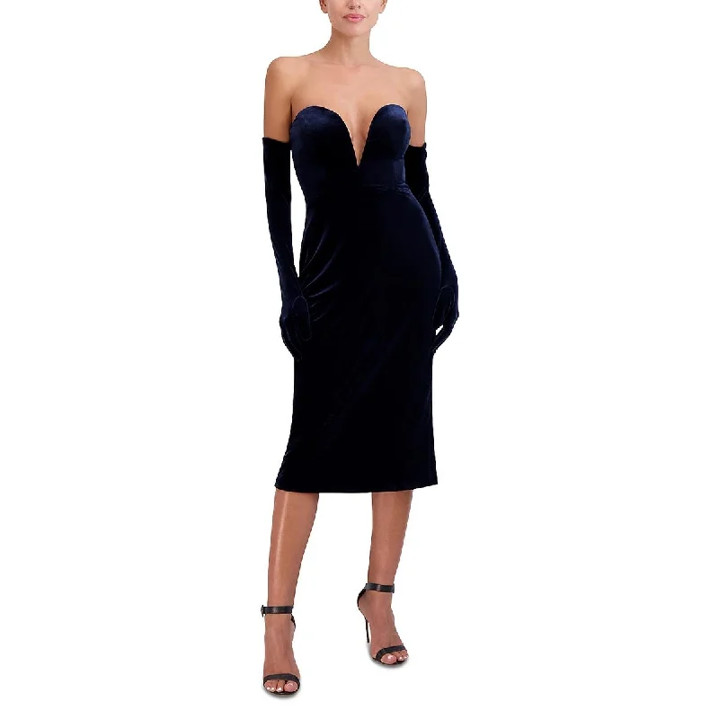 Elegant Clothing BCBGMAXAZRIA Womens Velvet Gloves Midi Dress
