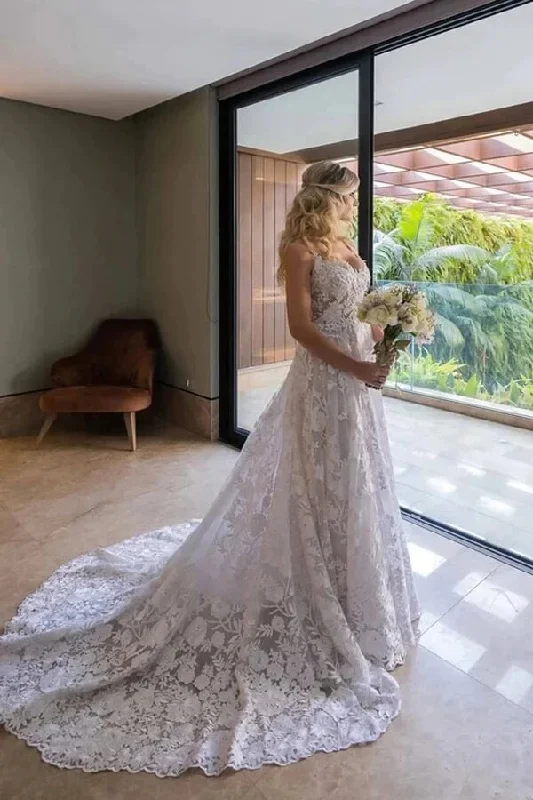 Flash Sale Event Roycebridal Tulle Lace A-line Wedding Dresses With Court Train, Wedding Gowns, MW918