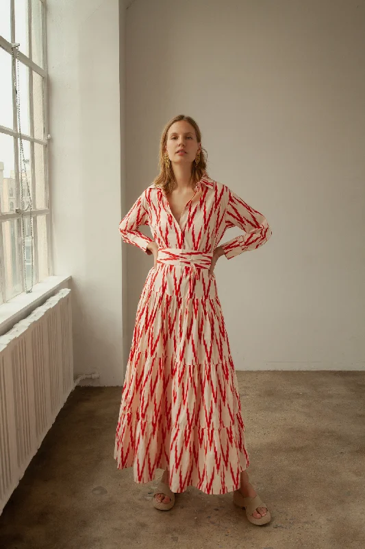 Runway Inspired Wear Meredith Ikat Dress Red