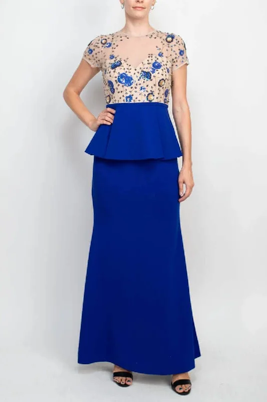 Casual Dresses for Women Aidan Mattox MD1E202604 - Peplum Waist Embroidered Evening Gown Casual Dresses for Women Aidan Mattox MD1E202604 - Peplum Waist Embroidered Evening Gown