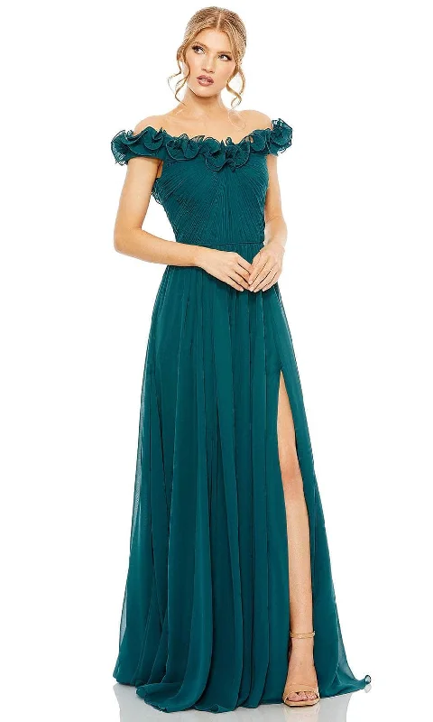 Athleisure Wear Promotion Ieena Duggal 11591 - Ruffled Off Shoulder Evening Gown