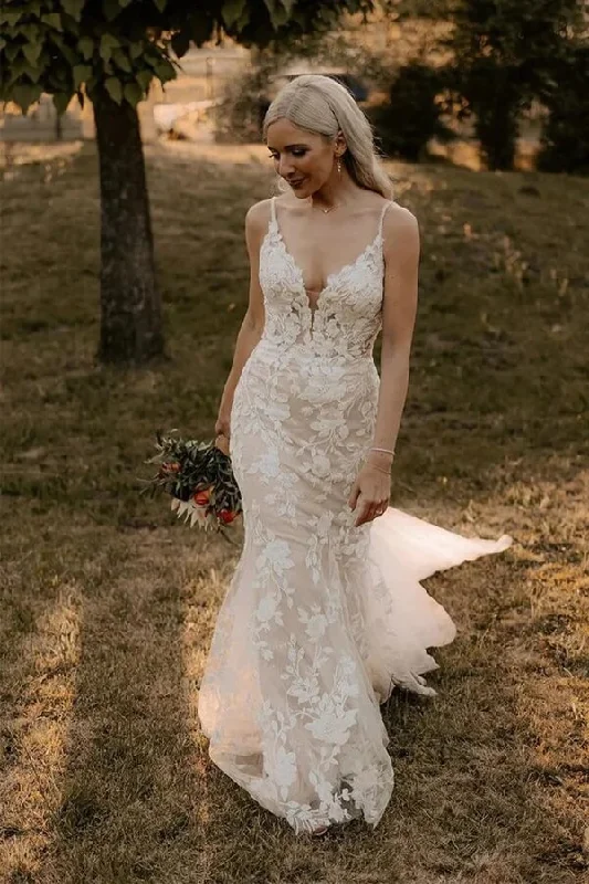 Trendy Boutique Online Roycebridal Mermaid Tulle V-neck Wedding Dresses With Appliques, Bridal Gown, MW977 Trendy Boutique Online Roycebridal Mermaid Tulle V-neck Wedding Dresses With Appliques, Bridal Gown, MW977