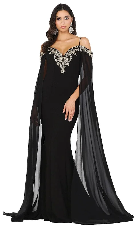 Classic Women's Fashion Dancing Queen 4025 - Cape Sleeve Beaded Appliqued Prom Gown