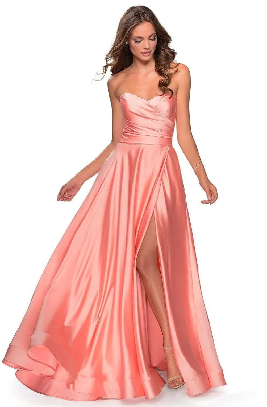 Versatile Wardrobe Essentials La Femme - 28608 Strapless Sweetheart Wrap Bodice Simple Prom A-line Gown