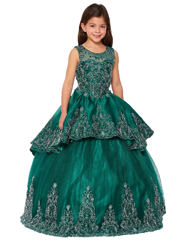 Limited Stock, Big Discounts Little Girls Hunter Green Metallic Coiled Embroidered Flower Girl Dress 2-6 Limited Stock, Big Discounts Little Girls Hunter Green Metallic Coiled Embroidered Flower Girl Dress 2-6
