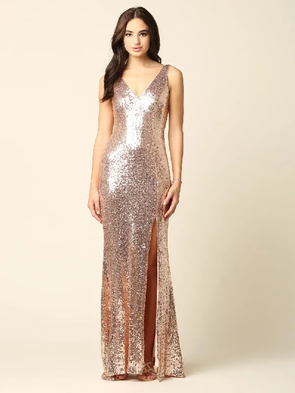 Bid Farewell To The Old Season Long Formal Sleeveless Sequins Fitted Dress