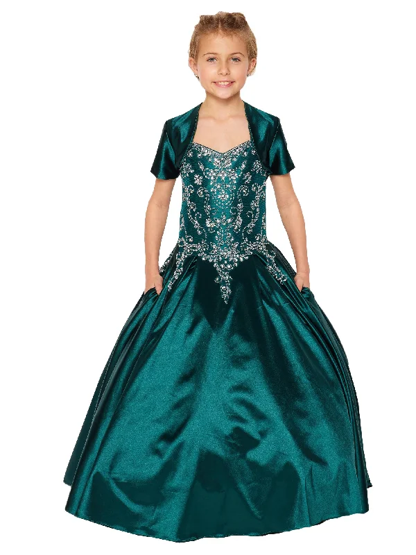 Clearance Sale, All Cheap Little Girls Hunter Green Cap Shoulder Rhinestone Beaded Fringe Ball Gown 2-6 Clearance Sale, All Cheap Little Girls Hunter Green Cap Shoulder Rhinestone Beaded Fringe Ball Gown 2-6