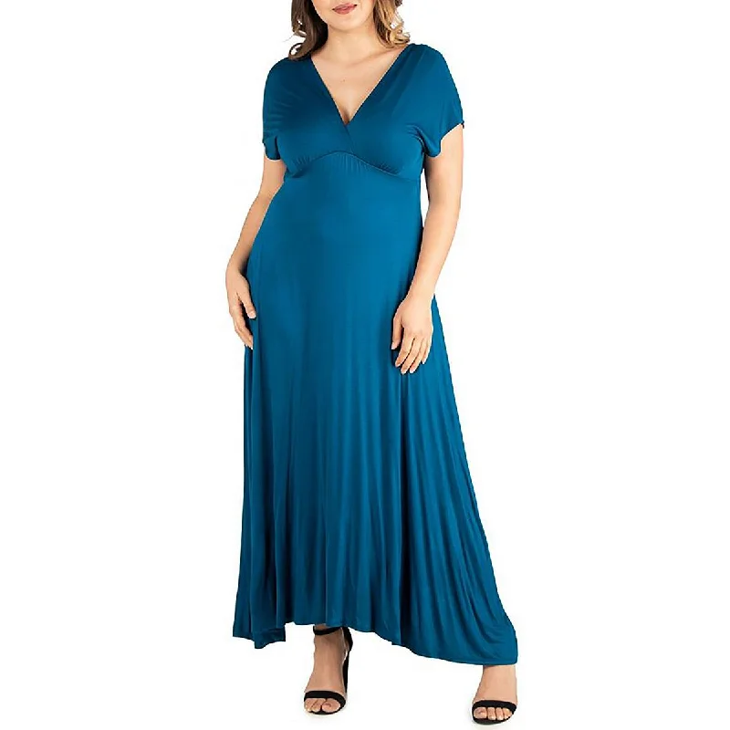 Limited Time Offer 24seven Comfort Apparel Womens V-Neck Ruched Midi Dress