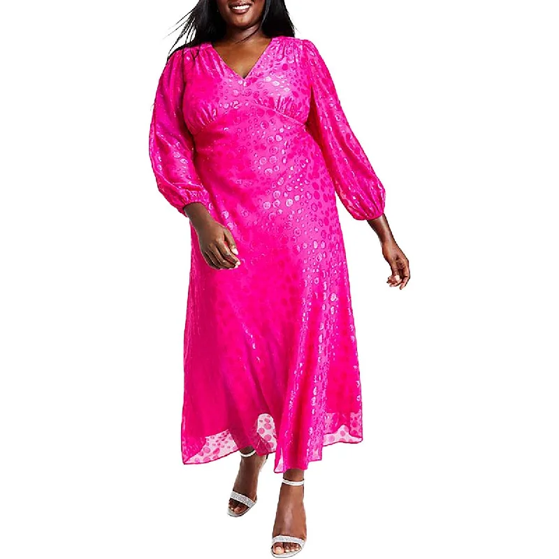Chic Women’s Clothing Taylor Womens Petites Shimmer Clip-Dot Midi Dress