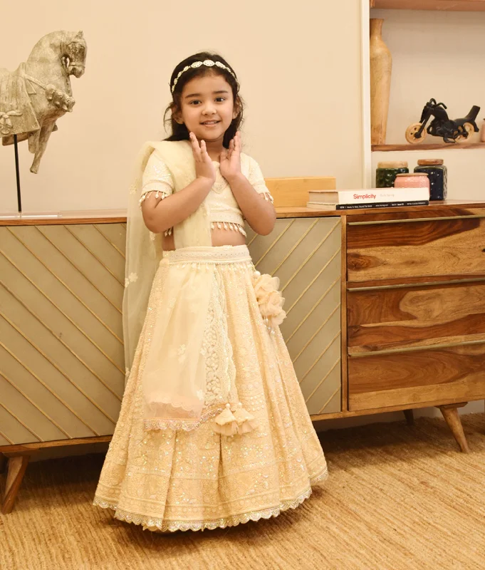 Chic Trends Unveiled Pre-Order - Beige Lehenga Set for Girls