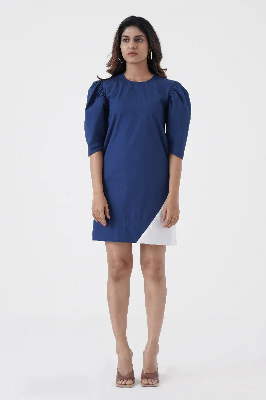 Formal Garments For Women Amour Propre - Cowl sleeves chic dress - Blue