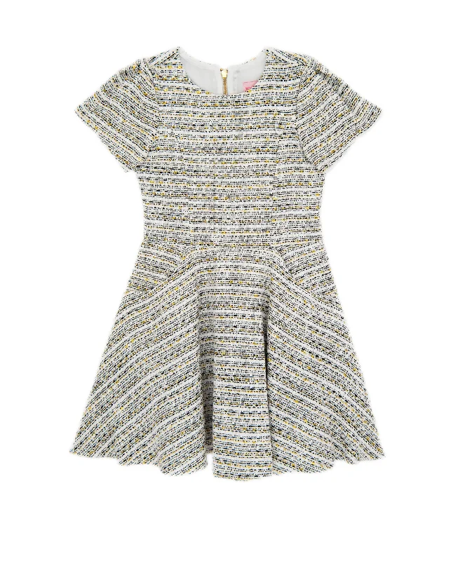 Chic And Edgy Zoe Ltd. Girls Deborah Black/White Tweed Pocket Dress