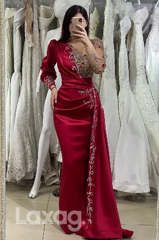 Women’s Activewear for Exercise and Sports 14796 - Floral Beading Long Sleeves Pleated Prom Gown Women’s Activewear for Exercise and Sports 14796 - Floral Beading Long Sleeves Pleated Prom Gown