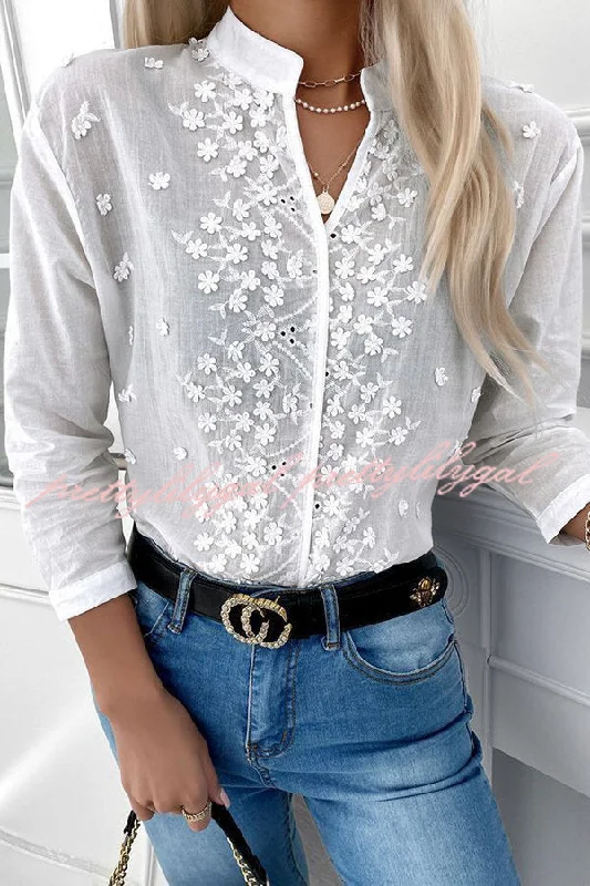 Online Boutique Stores Gentle Touch Lace Applique Shift Blouse