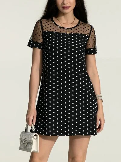 Workwear Fashion for Women Polka Dot Short Sleeve Mini Dress