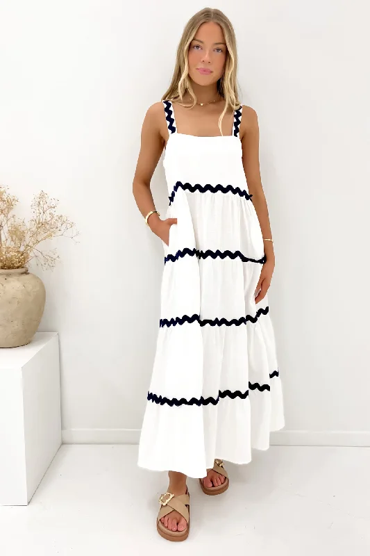 Casual Chic Peggy Maxi Dress White Navy