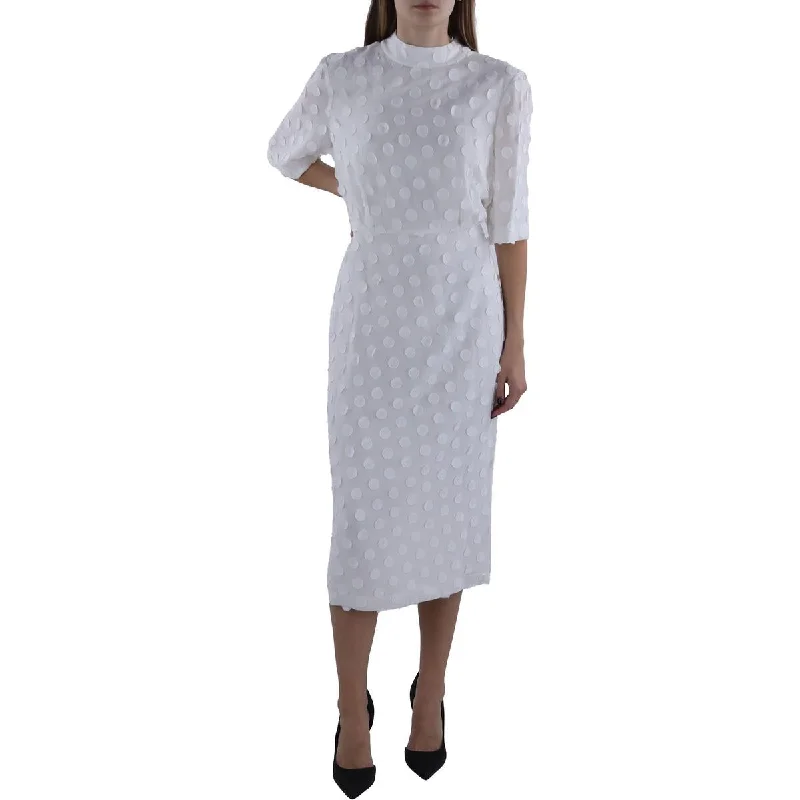 Holiday Gift Guide Sale BCBGMAXAZRIA Womens Below Knee Polka Dot Midi Dress