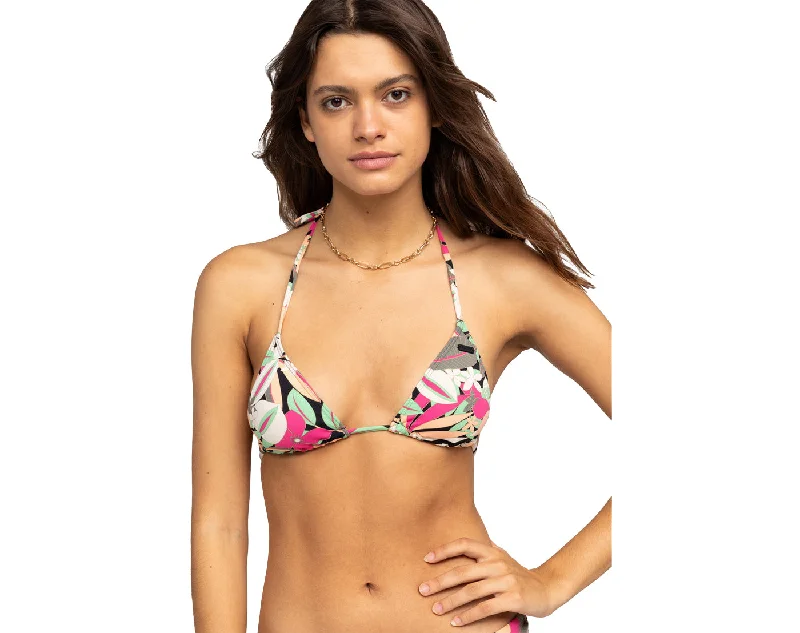 Stylish Women’s Clothes for Work and Play Roxy Printed Beach Classics Tiki Tri Bikini Top 2024