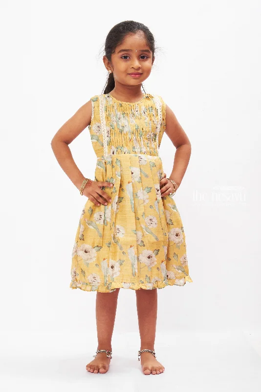 Best Online Boutiques For Women Pastoral Elegance Yellow Chanderi Cotton Frock for Girls Best Online Boutiques For Women Pastoral Elegance Yellow Chanderi Cotton Frock for Girls