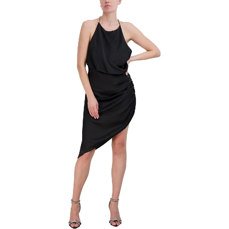 Big Sale Event BCBGMAXAZRIA Womens Rhinestone Halter Neck Midi Dress