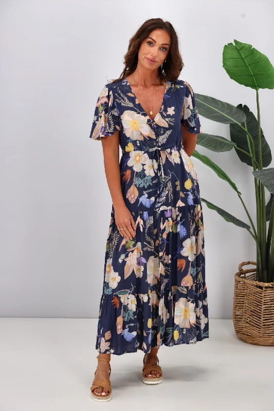 Casual Fashion Fria Enchanted Forest Maxi Dress Navy