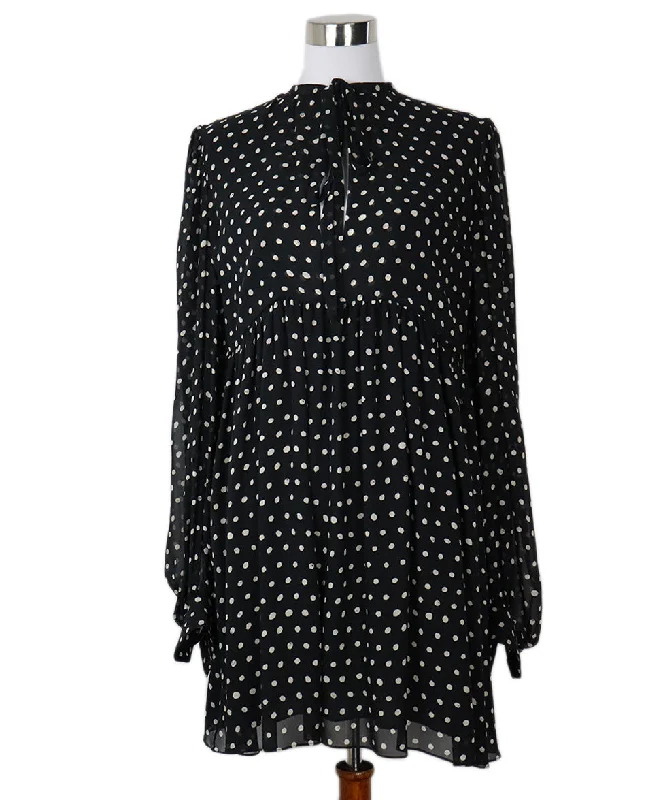 Cool Prices Saint Laurent B&W Polka Dot Silk Dress sz 4