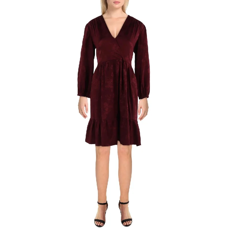Vintage Fashion Sandra Darren Womens Silk Bishop Sleeve Midi Dress
