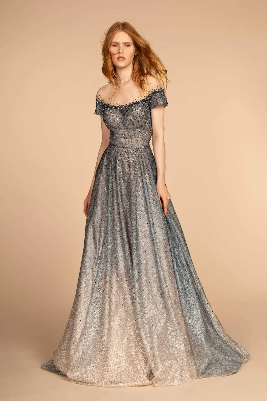 Sales Clothes GLS by Gloria - GL2558 Two Tone Embellished Lace A-line Gown