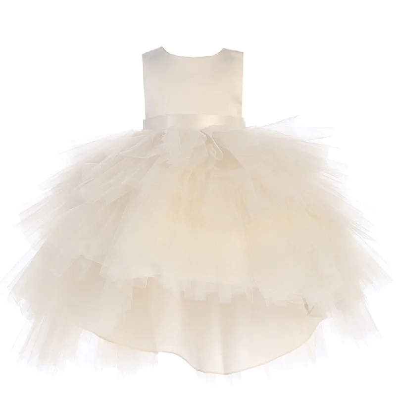 Limited Edition Little Girls Champagne Hi-Low Multi Level Ruffle Tutu Flower Girl Dress 2-6 Limited Edition Little Girls Champagne Hi-Low Multi Level Ruffle Tutu Flower Girl Dress 2-6
