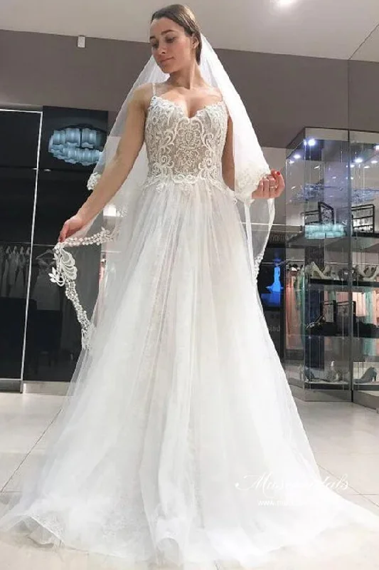 Women’s Formal Wear Roycebridal Tulle A-line V-neck Spaghetti Straps Backless Wedding Dress With Lace, MW998 Women’s Formal Wear Roycebridal Tulle A-line V-neck Spaghetti Straps Backless Wedding Dress With Lace, MW998