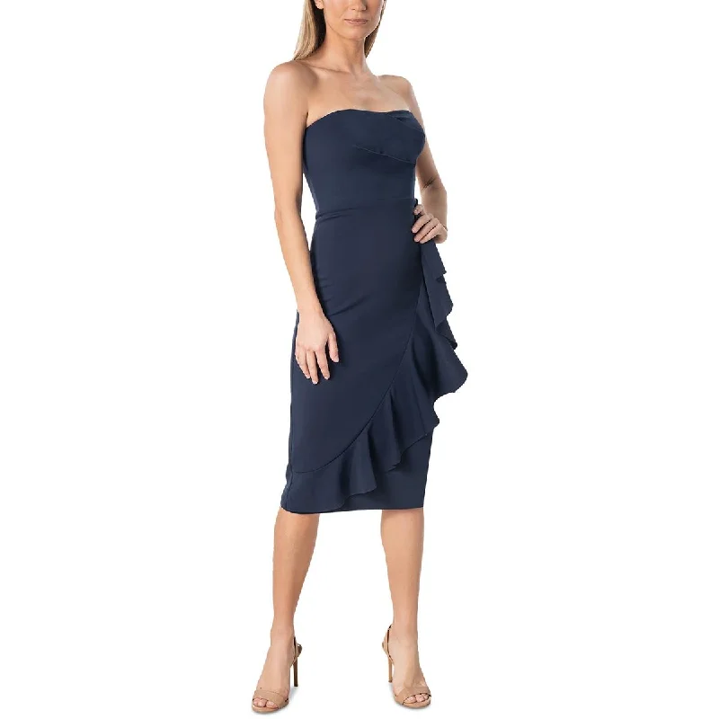 Casual Fashion for Women Dress The Population Womens Ruffled Strapless Midi Dress