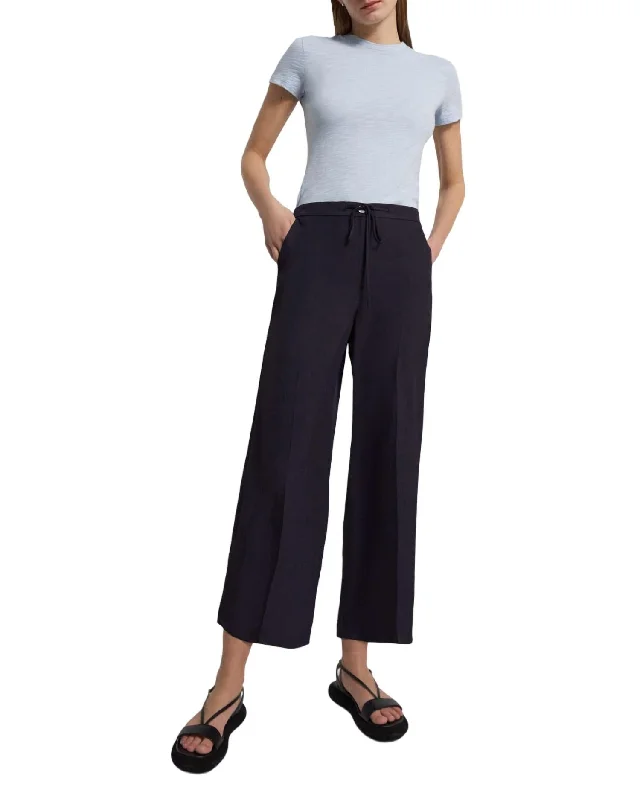 Women Online Clothing Boutiques Wide Crop Pant In Washed Twill In Navy