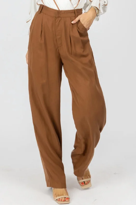 Sale Clothes Online High Waisted Wide Leg Trousers In Brown