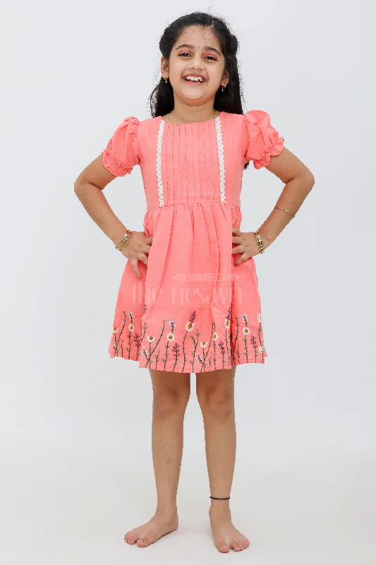 Trendy Boutiques Online Girls Rose Pink Frock with Pintuck Pleats and Embroidered Hemline - Western Party Frock Trendy Boutiques Online Girls Rose Pink Frock with Pintuck Pleats and Embroidered Hemline - Western Party Frock