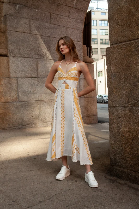 Seasonal Sale Filomena Linen Dress Yellow