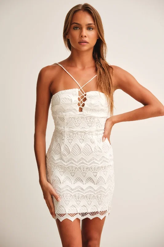 Fashion Sale Alyssa Lace Mini Dress White