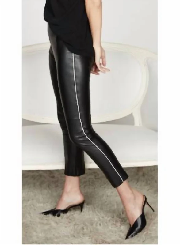 Enjoy Discount Gemma Midrise Skimmer Pant W/ Piping In Black