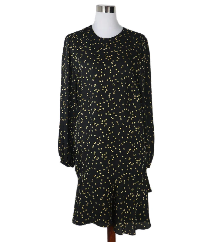 Women Online Clothing Boutiques Theory Black & Yellow Silk Dress sz 12