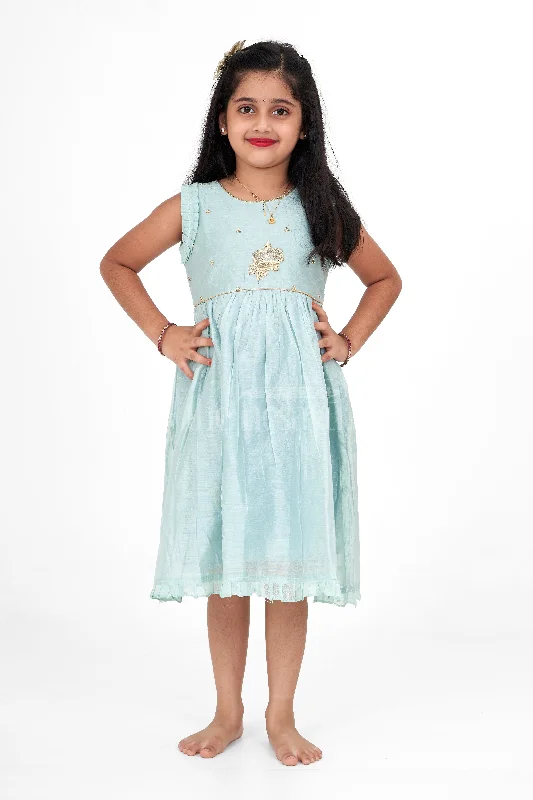 Outlet Clothing Sea Green Fancy Frock for Girls – Party Wear Sleeveless Dress with Gold Embroidery Outlet Clothing Sea Green Fancy Frock for Girls – Party Wear Sleeveless Dress with Gold Embroidery