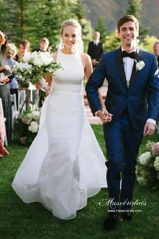 Affordable Women’s Clothing Sale Online Roycebridal Simple Satin A-line Halter Sleeveless Featured Back Wedding Dresses, MW947 Affordable Women’s Clothing Sale Online Roycebridal Simple Satin A-line Halter Sleeveless Featured Back Wedding Dresses, MW947