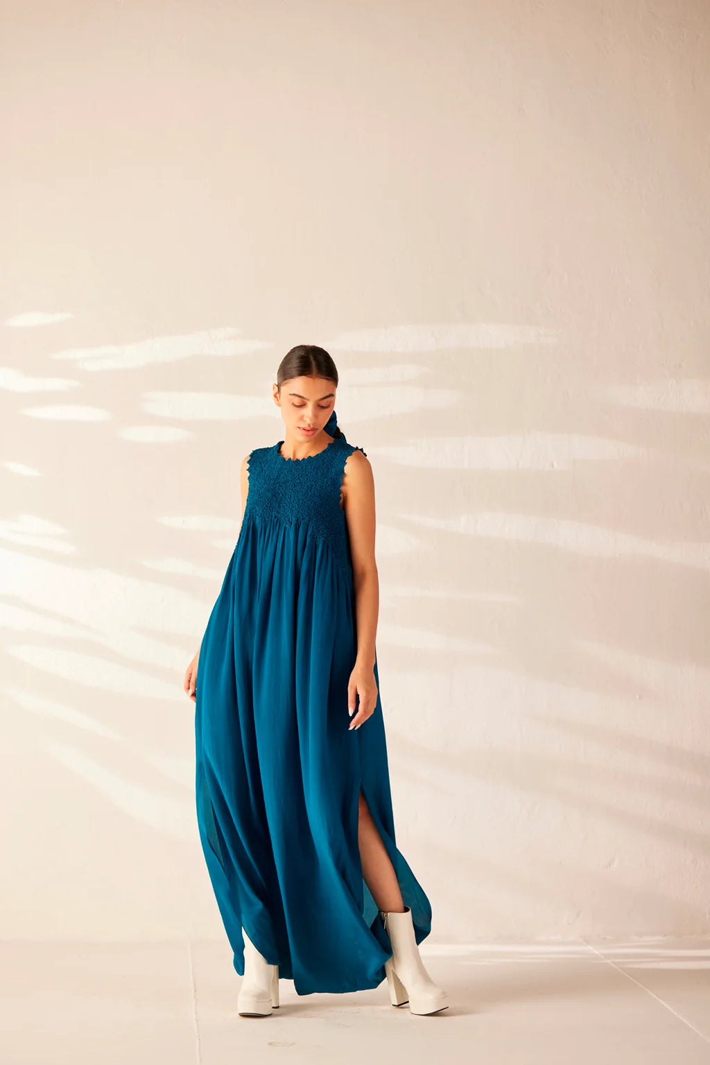 Relaxed Style TEAL COWL DRESS