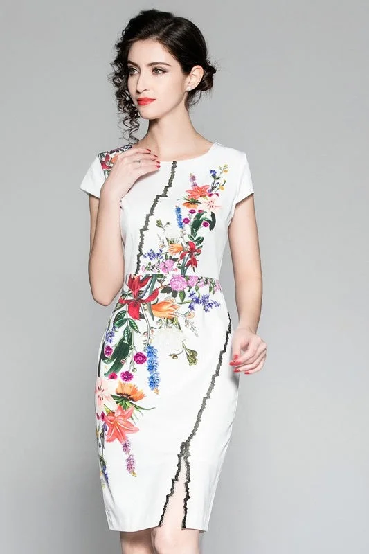 Crazy Discounts, Hurry Up Floral Fitted Dress W/ Slit