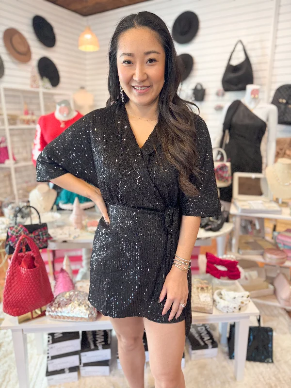 Exclusive Designer Collection The Wendell Sequin Romper-Black