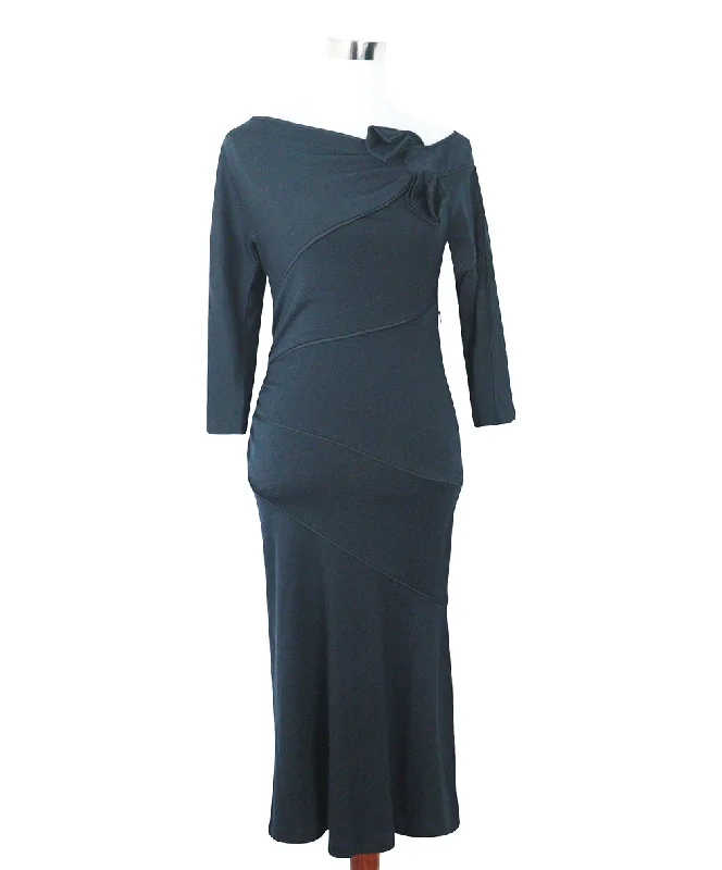 Women's Trendy Clothes DVF Navy Wool Dress w/ Bow Trim sz 8