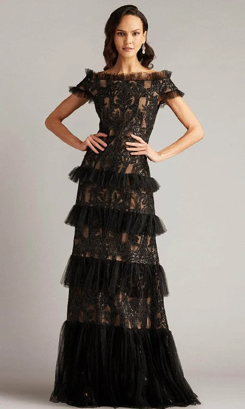 New Season Fashion Preview Sale Tadashi Shoji CGX24921L - Tiered Lace Evening Gown