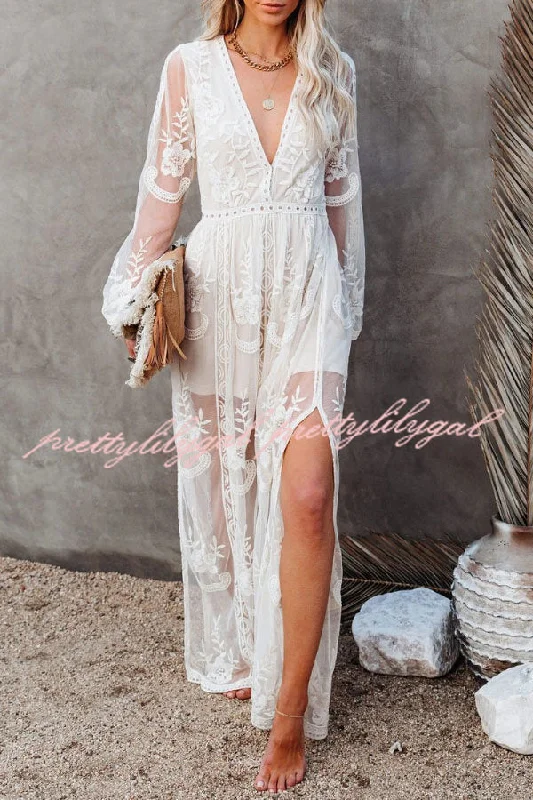 Clothing For Women Fairy Air Fluttering V-neck See-through Lace Dress