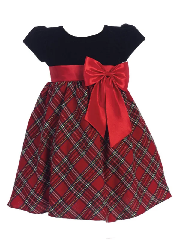 Vintage Style Clothing Sale Baby Girls Red Black Velvet Plaid Taffeta Bow Christmas Dress 3-24M Vintage Style Clothing Sale Baby Girls Red Black Velvet Plaid Taffeta Bow Christmas Dress 3-24M