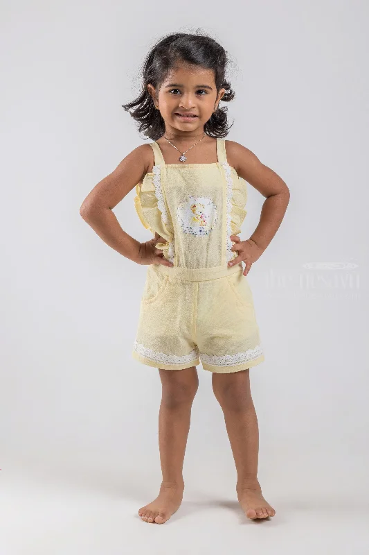 Best Clearance Sales Right Now Cute Teddy Bear Printed Sleeveless Yellow Top and Blue Trouser Set for Baby Girls Best Clearance Sales Right Now Cute Teddy Bear Printed Sleeveless Yellow Top and Blue Trouser Set for Baby Girls