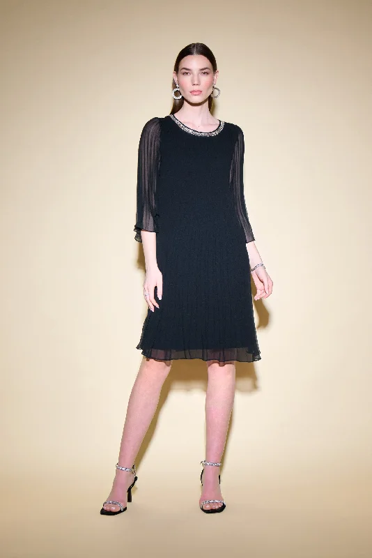 Vibrant Femme Fashion Joseph Ribkoff - 234700 Pleated Chiffon Trapeze Dress
